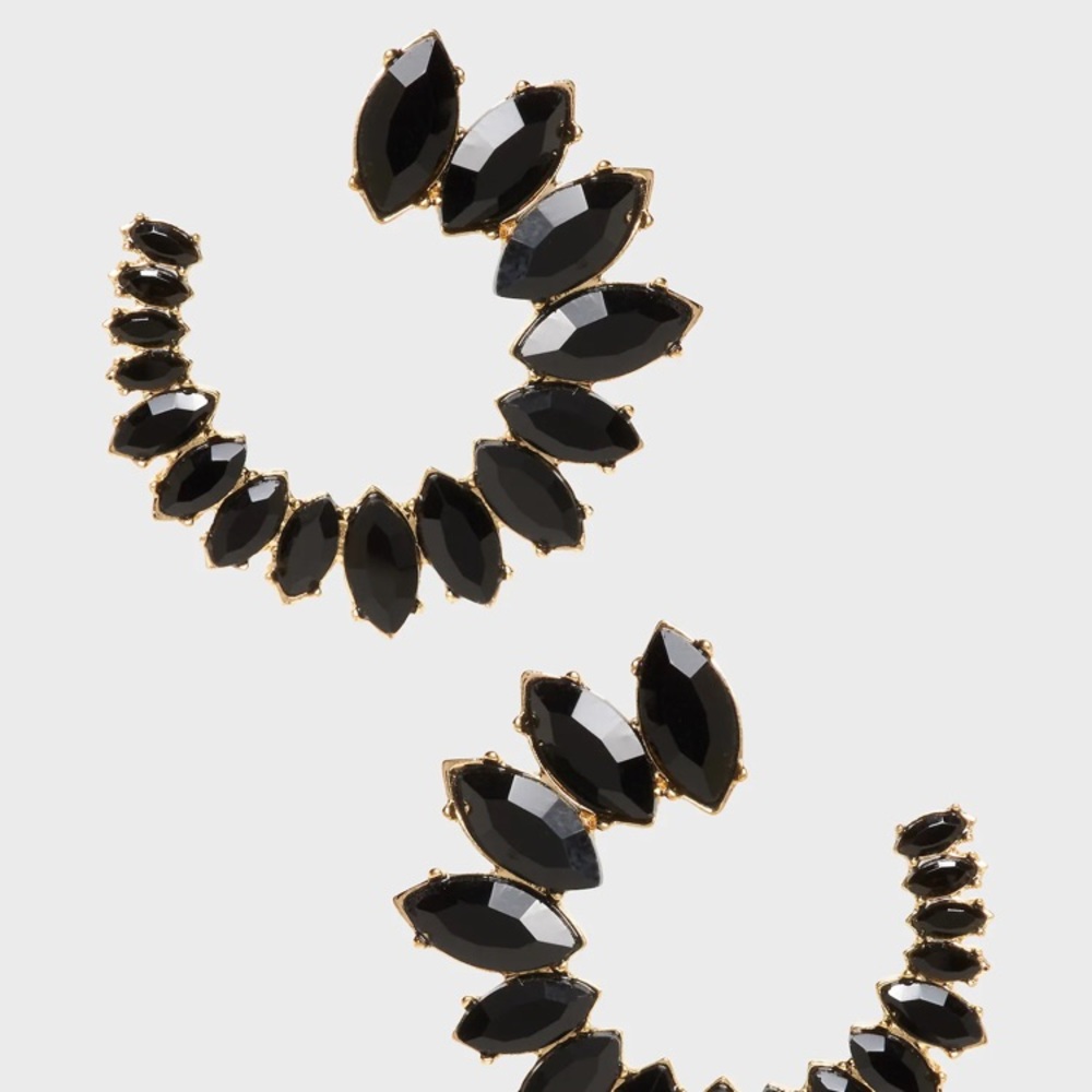 New Black diamond hoop gem earrings